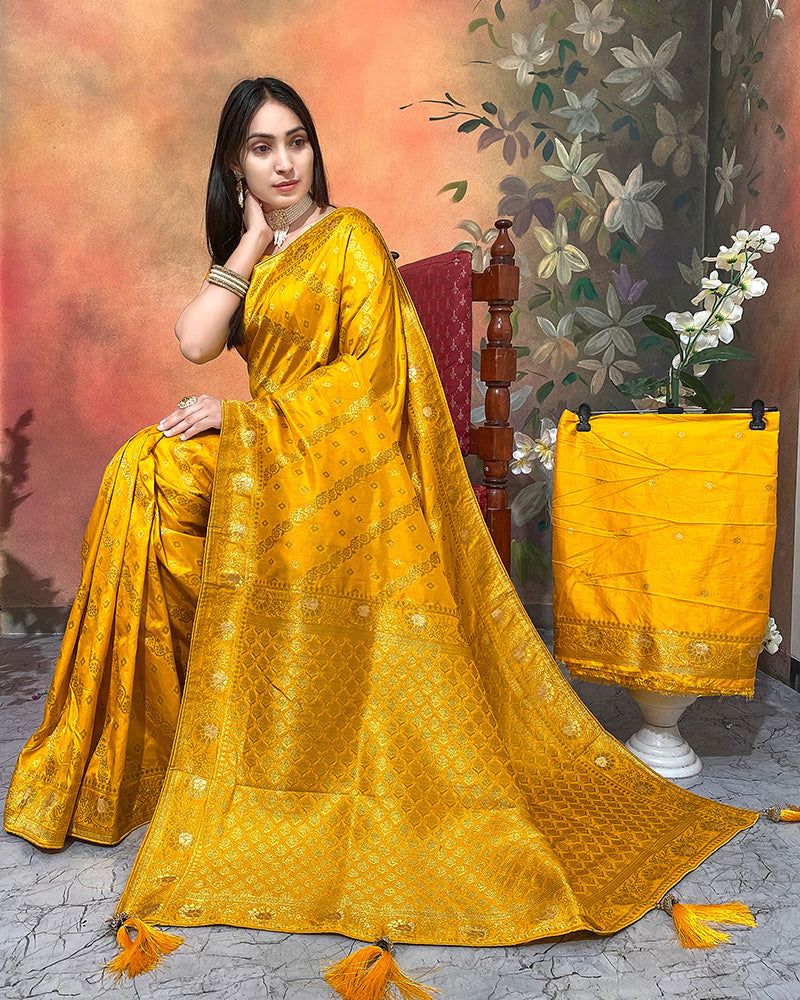 Designer Mustard Color Dolla Silk Saree