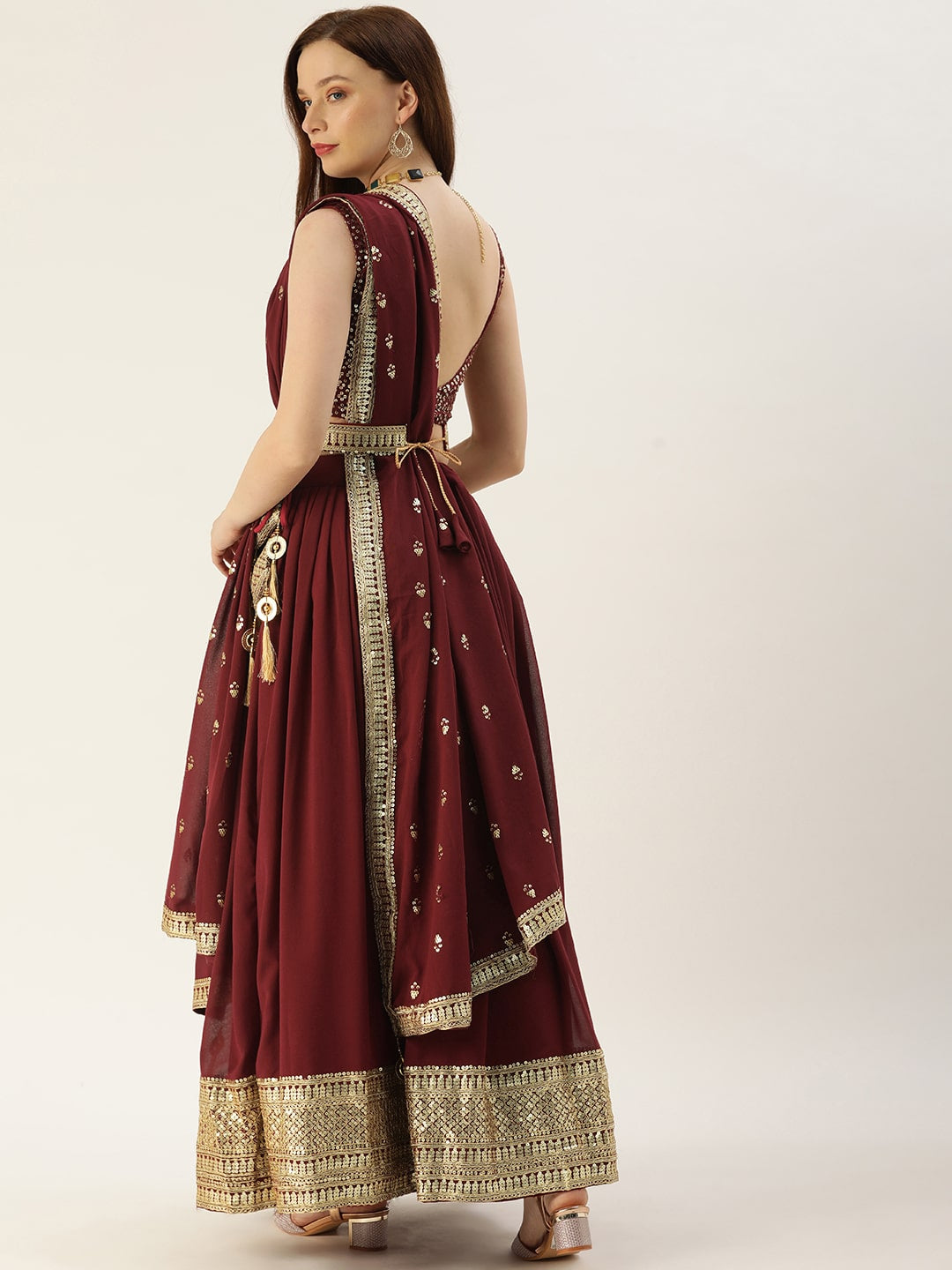 Maroon Georgette Designer Lehenga Choli