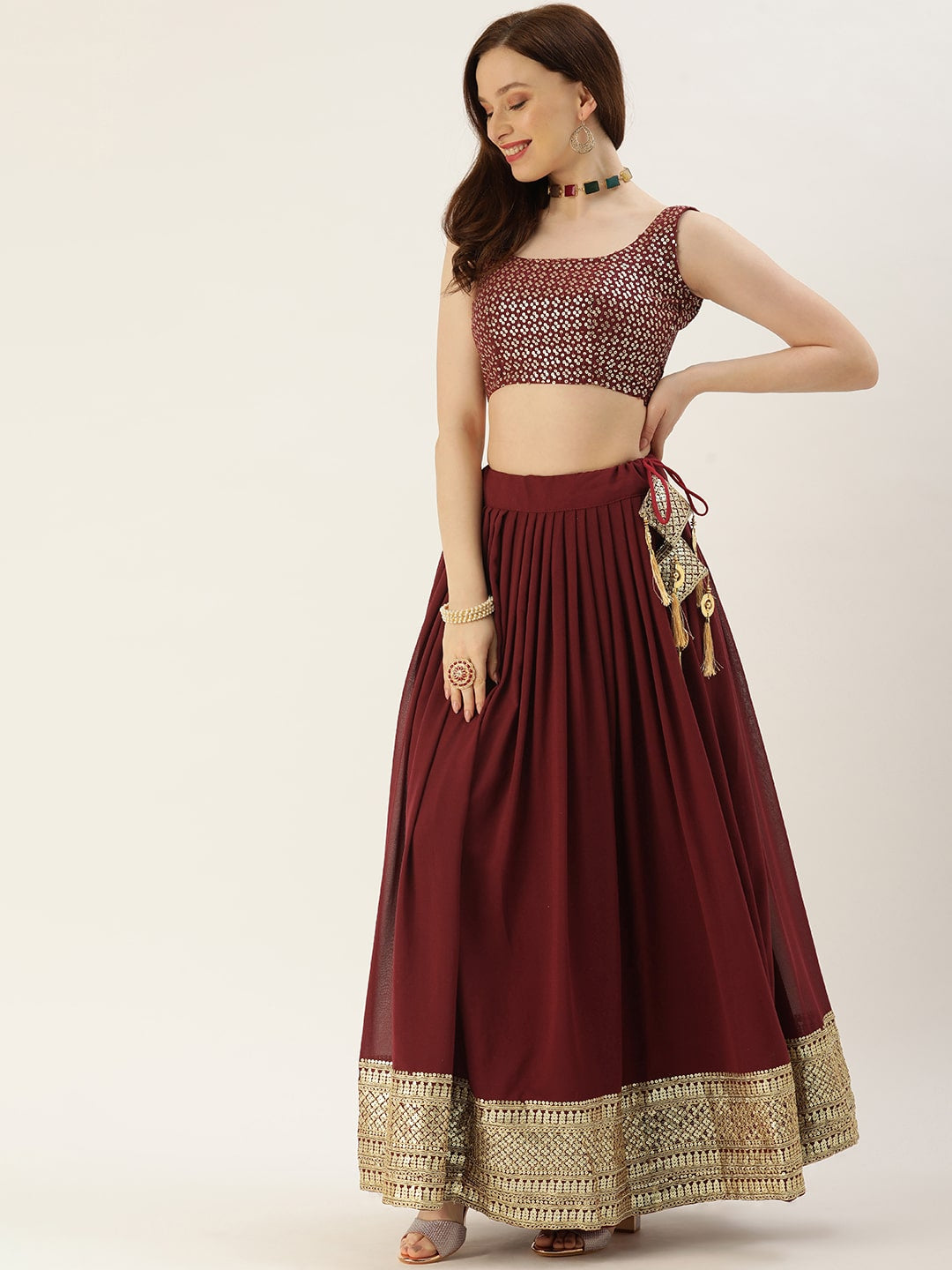 Maroon Georgette Designer Lehenga Choli