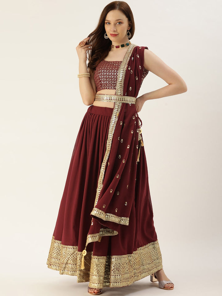 Maroon Georgette Designer Lehenga Choli