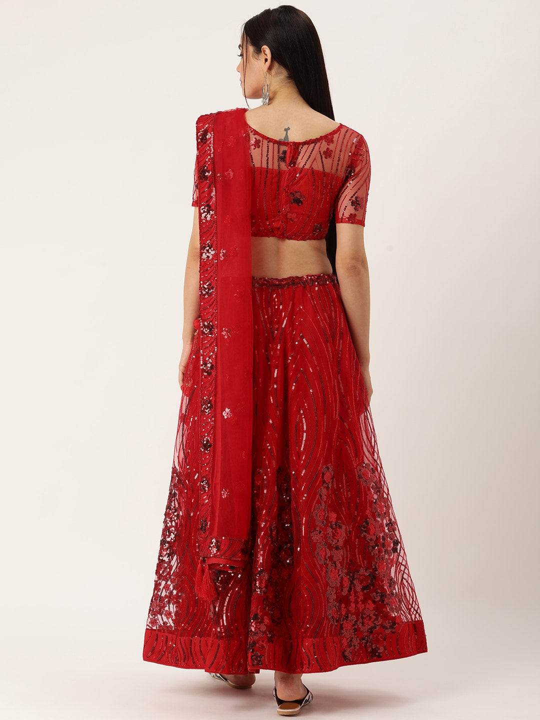 Red Net Sequence Designer Lehenga Choli