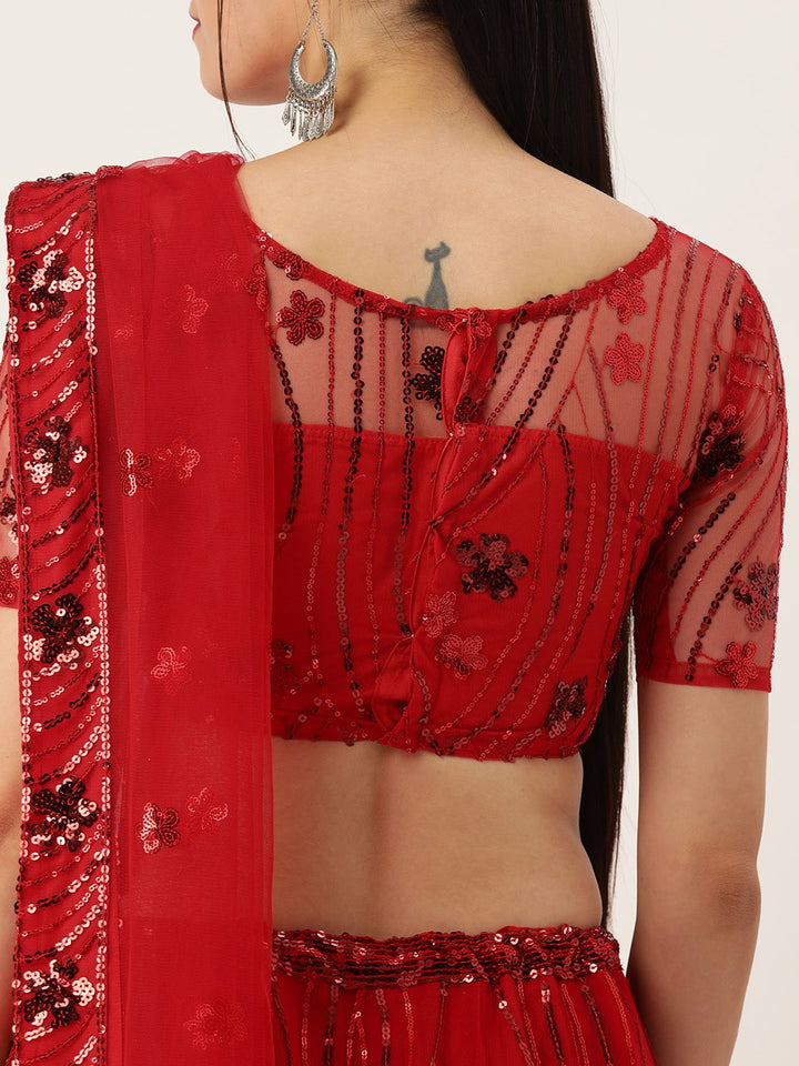 Red Net Sequence Designer Lehenga Choli