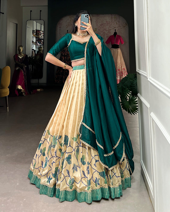 Teal Green Color Green Silk lehenga Choli