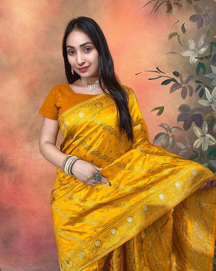 Designer Mustard Color Dolla Silk Saree