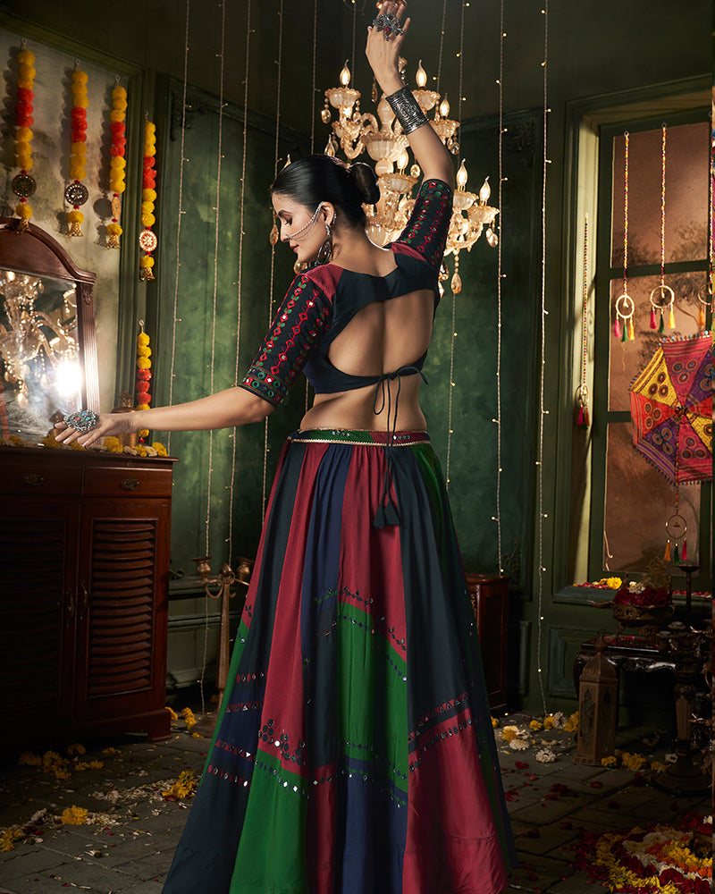 Multi Color Maslin cotton Printed Fully Stitched Navratri Lehenga Choli