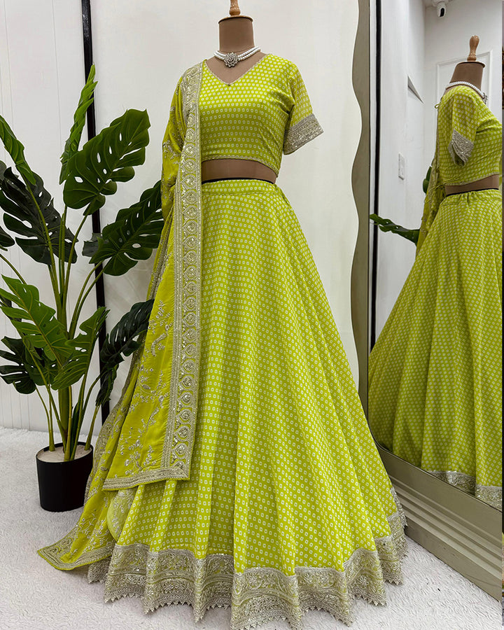 Light Green Faux Georgette Sequence Work Lehenga Choli