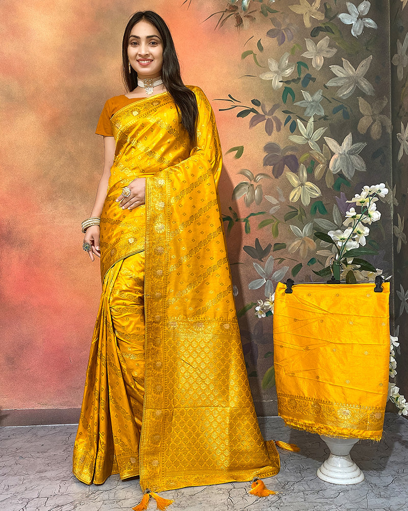 Designer Mustard Color Dolla Silk Saree