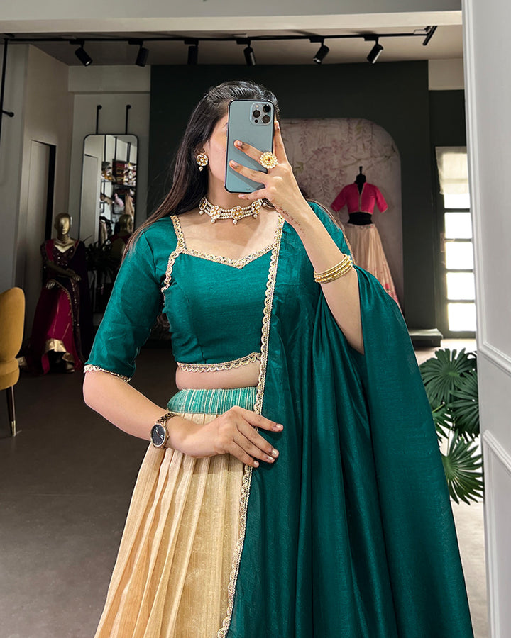 Teal Green Color Green Silk lehenga Choli