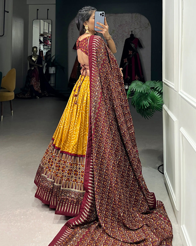 Mustard Color Tussar Silk Designer Lehenga Choli