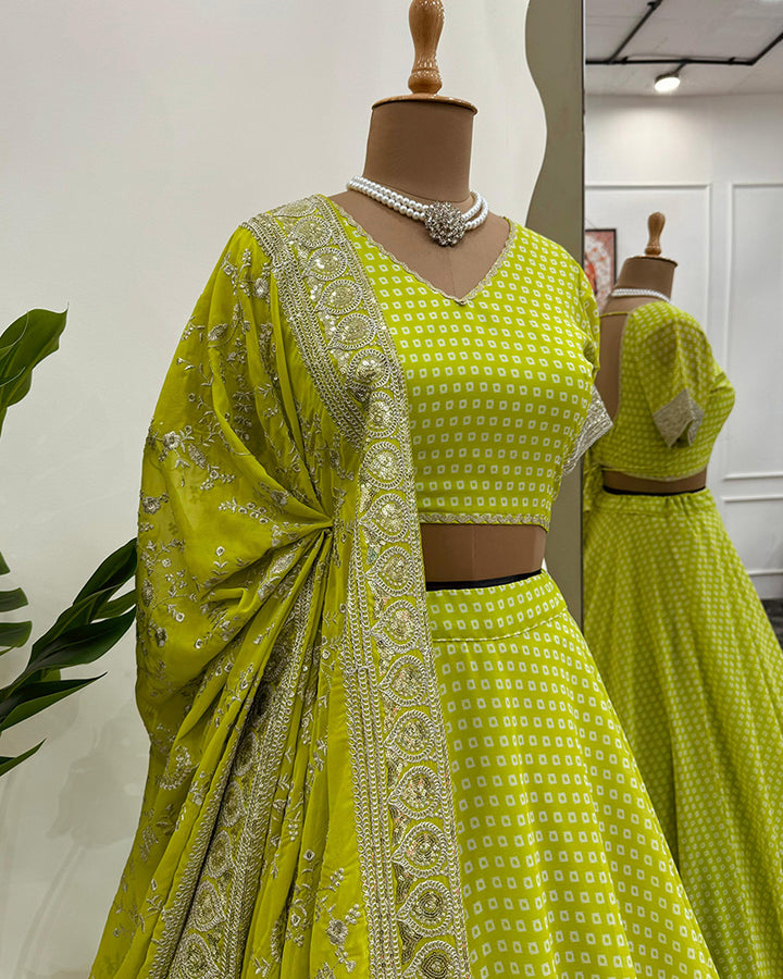 Light Green Faux Georgette Sequence Work Lehenga Choli