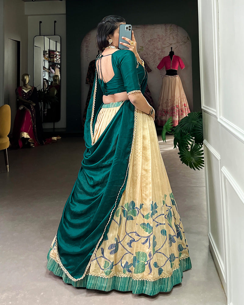 Teal Green Color Green Silk lehenga Choli