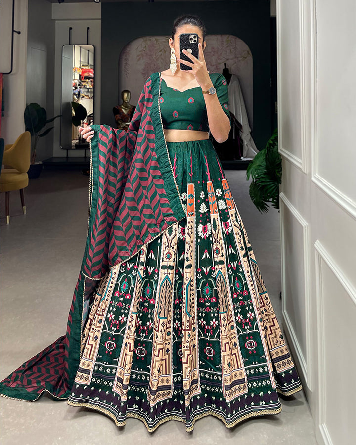 Green Color Vaishali Silk Designer Lehenga Choli