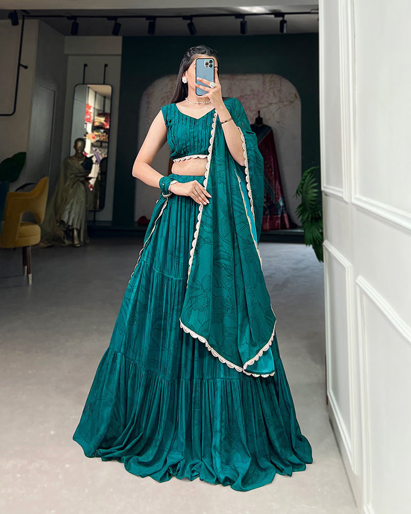 Full Flair Full Stitched Rama Designer Georgette Lehenga Choli