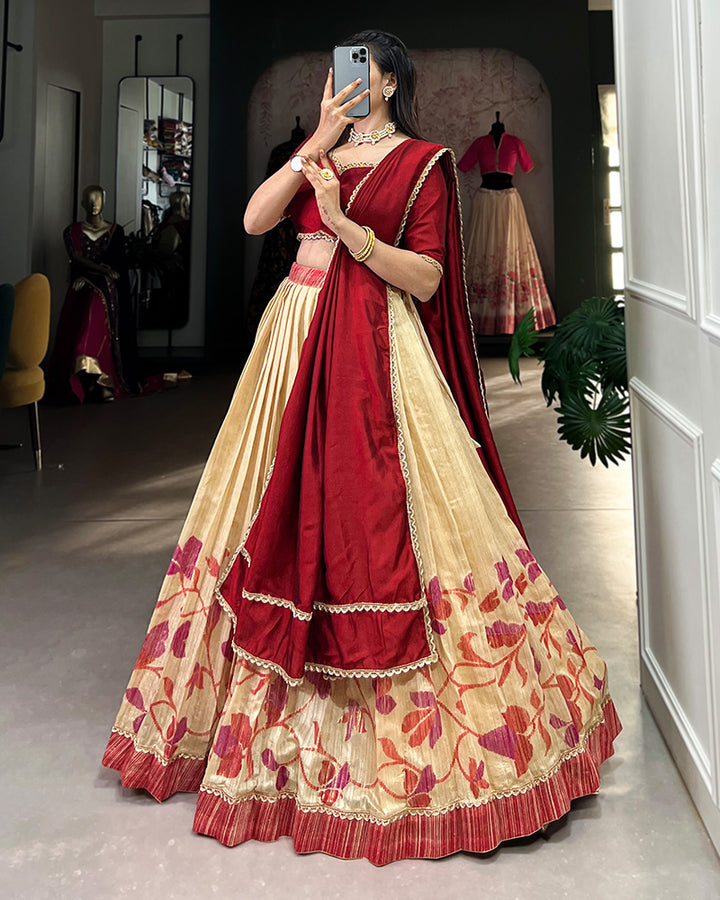 Maroon Color Green Silk lehenga Choli