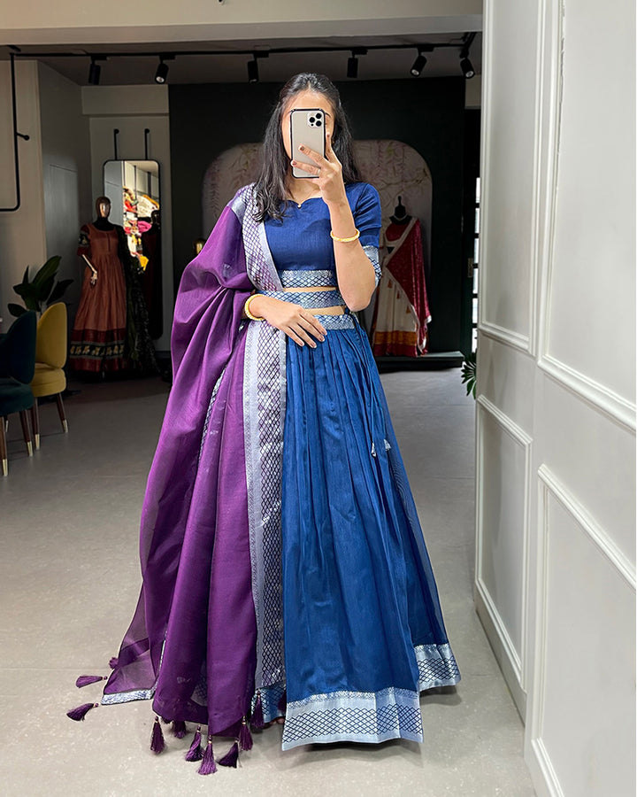 Blue Color Color Dhupion Silk Designer Lehenga Choli