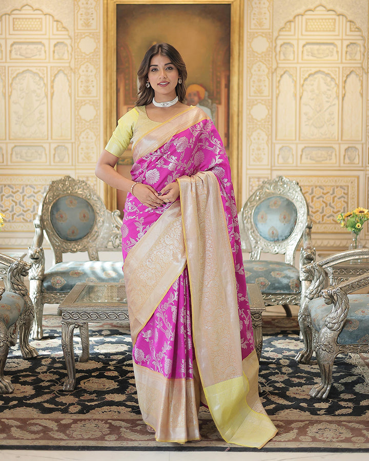 Designer Kanjivaram Silk Pink Color Saree