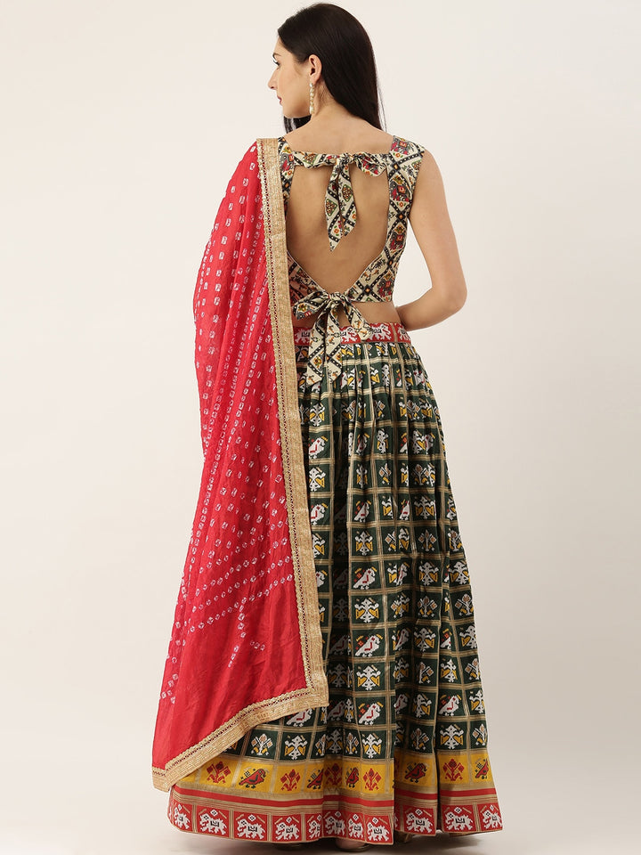 Green Jacquard Patola Wedding Lehenga Choli