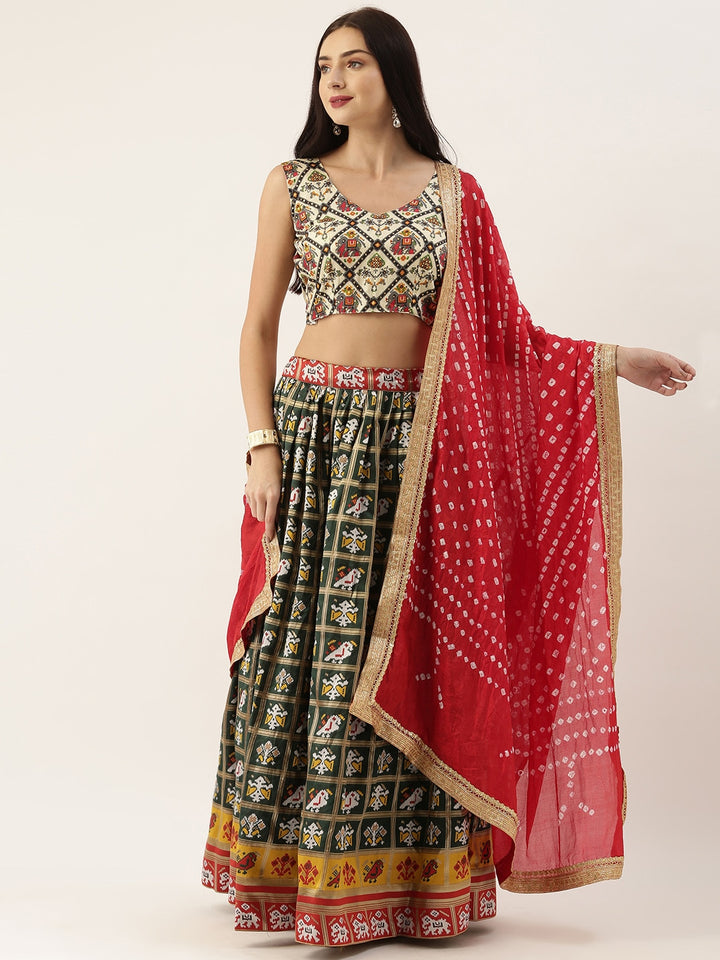 Green Jacquard Patola Wedding Lehenga Choli