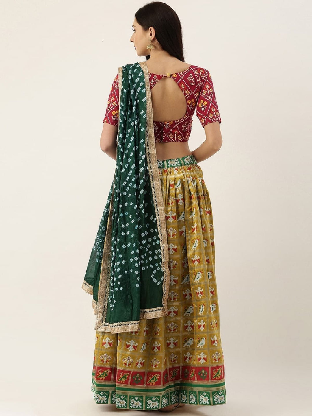 Mustard Yellow Jacquard Patola Wedding Lehenga Choli