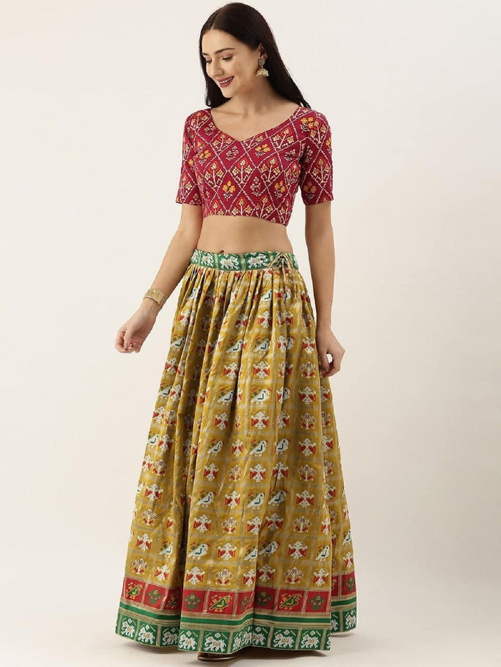 Mustard Yellow Jacquard Patola Wedding Lehenga Choli