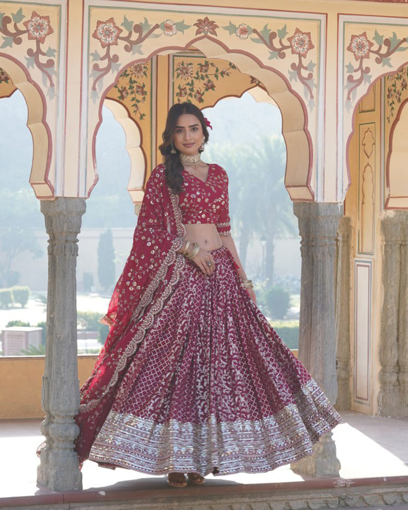 Beautiful Rani Pink Color Pure Viscose Jacquard Lehenga Choli