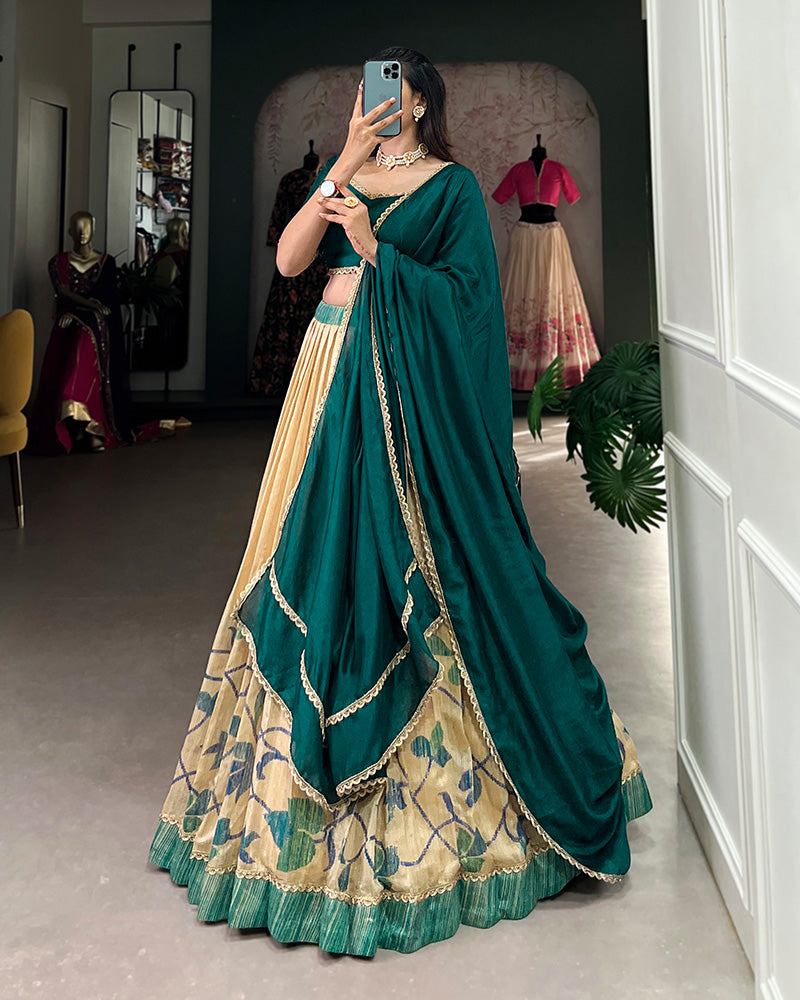 Teal Green Color Green Silk lehenga Choli