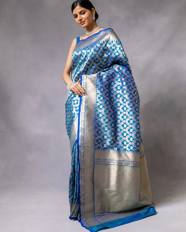 Designer Firoji Color Jacquard Banarasi Silk Saree