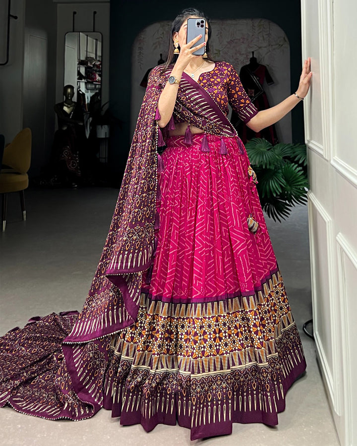 Pink Color Tussar Silk Designer Lehenga Choli