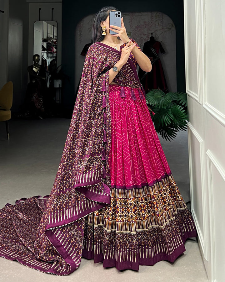 Pink Color Tussar Silk Designer Lehenga Choli