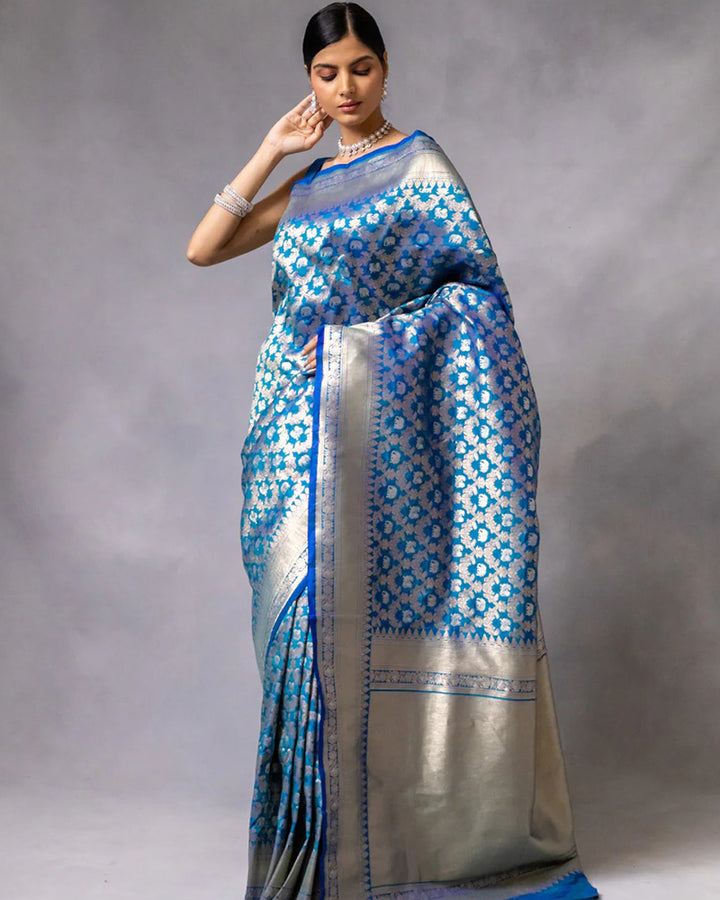 Designer Firoji Color Jacquard Banarasi Silk Saree