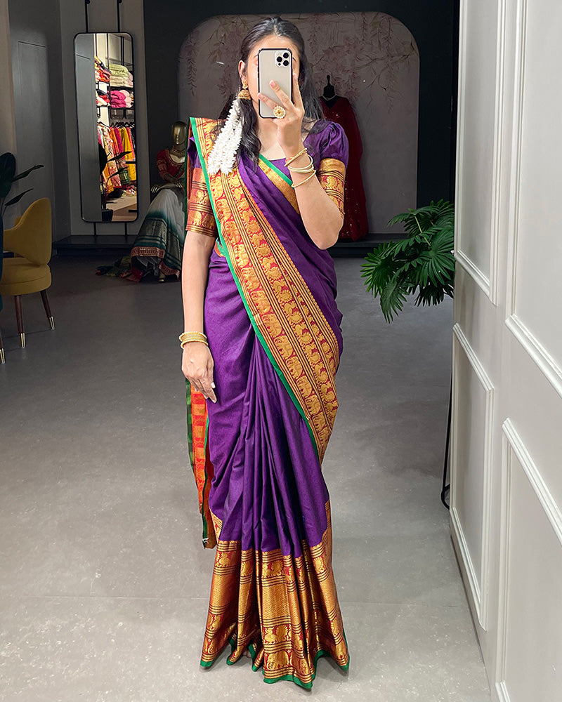 Purple Color Narayan Pet Cotton Saree