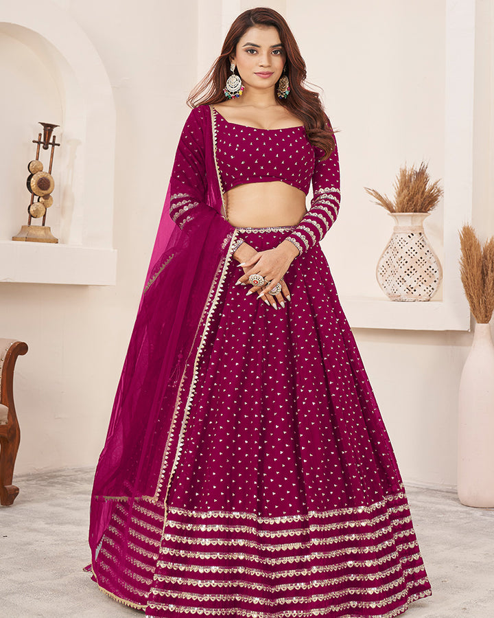 Pink Color Georgette Lehenga Choli With Net Dupatta