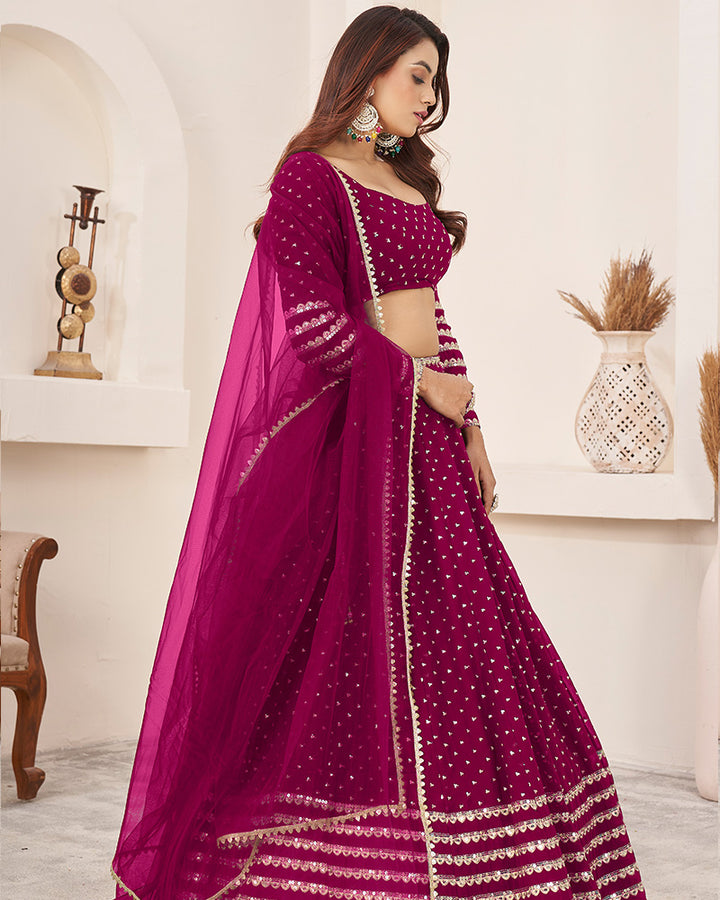 Pink Color Georgette Lehenga Choli With Net Dupatta