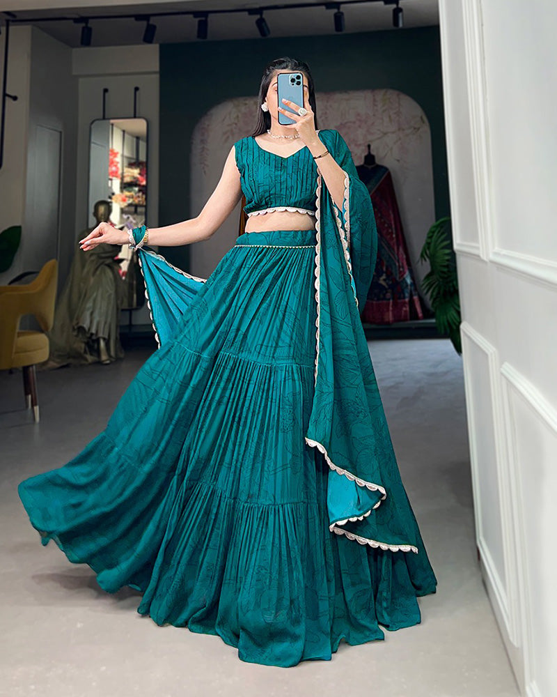 Full Flair Full Stitched Rama Designer Georgette Lehenga Choli