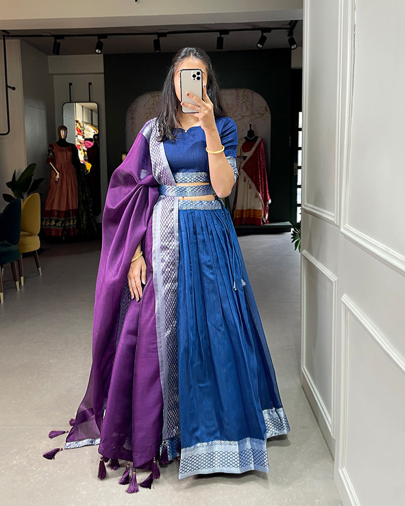 Blue Color Color Dhupion Silk Designer Lehenga Choli