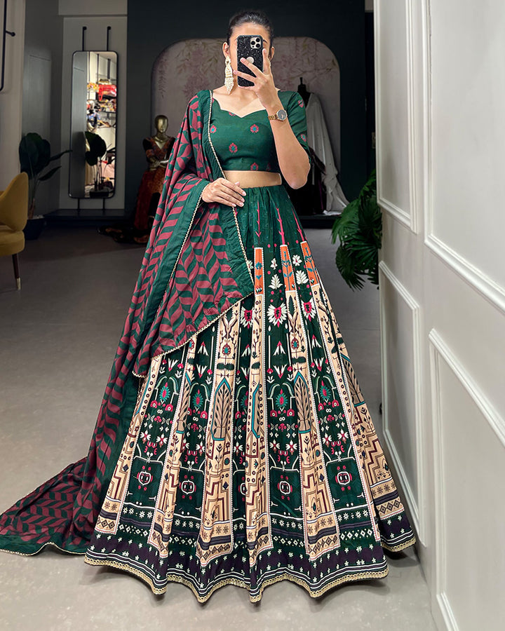 Green Color Vaishali Silk Designer Lehenga Choli