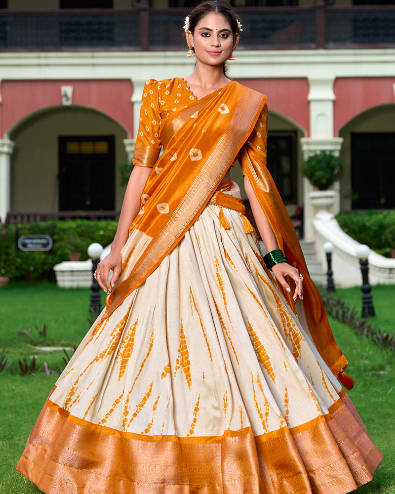 Designer Mustard Color Dola Silk Lehenga Choli