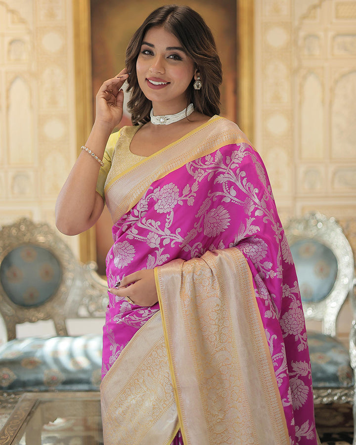 Designer Kanjivaram Silk Pink Color Saree