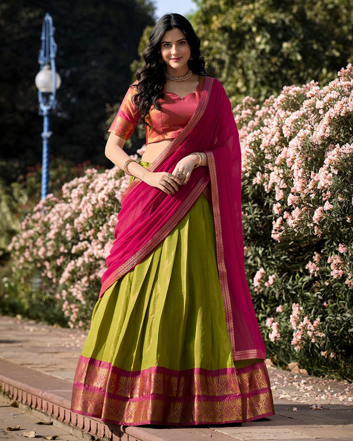 Designer Pista Color Kanchipuram Silk Lehenga Choli