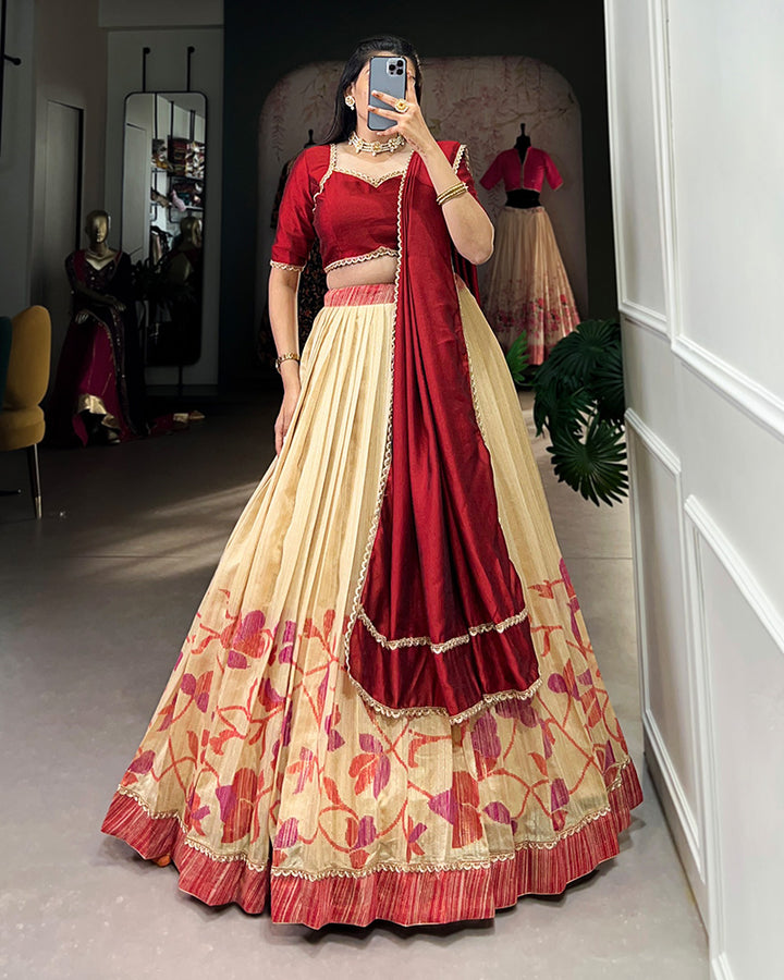 Maroon Color Green Silk lehenga Choli