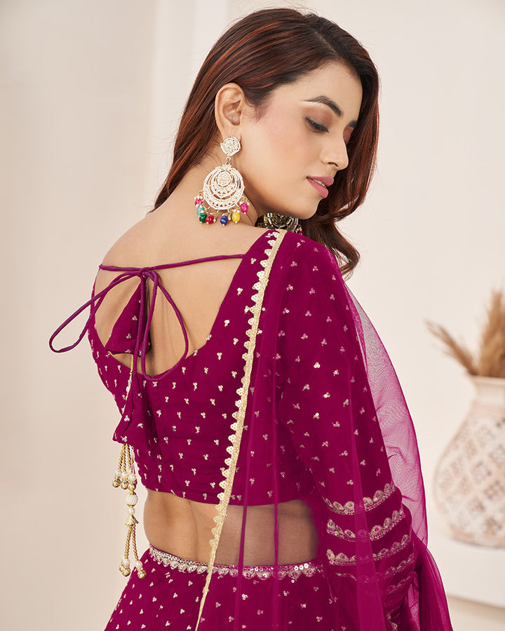 Pink Color Georgette Lehenga Choli With Net Dupatta