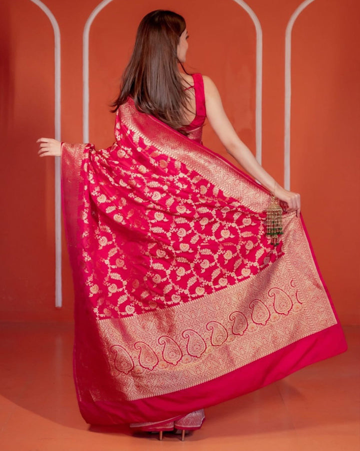 Designer Rani Pink Color Banarasi Saree