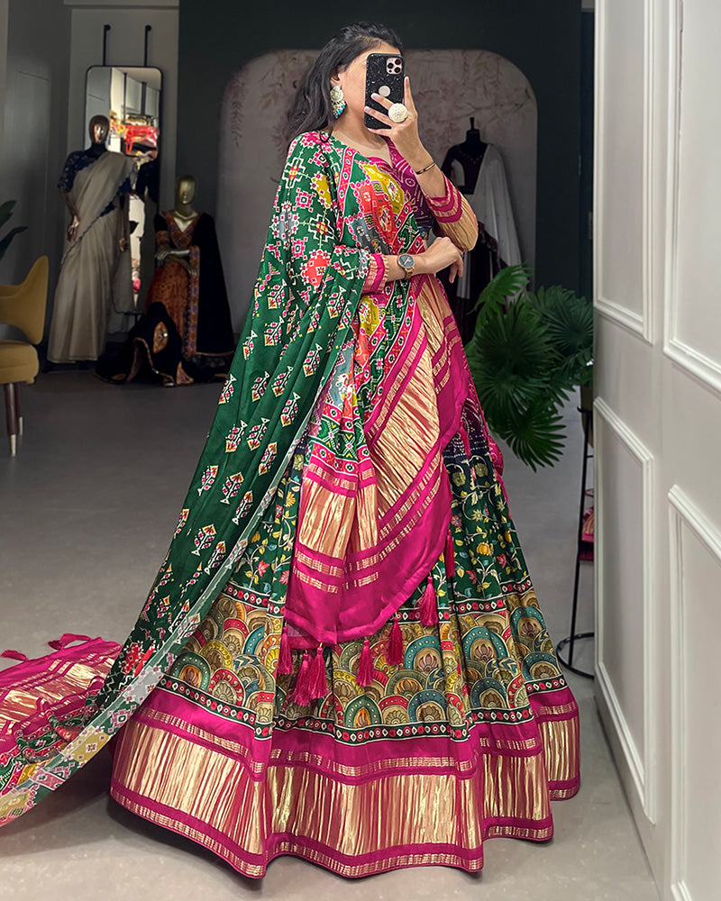 Multi Color Gaji Silk Lehenga Choli