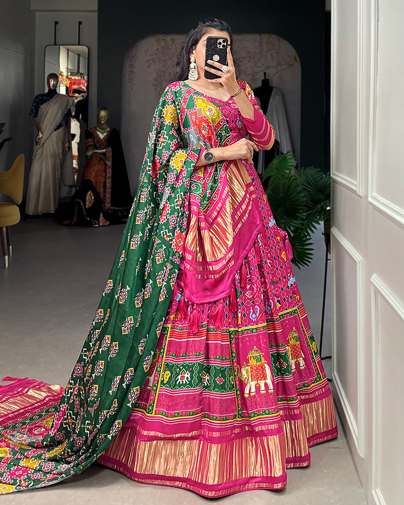 Rani Pink Gaji Silk Lehenga Choli