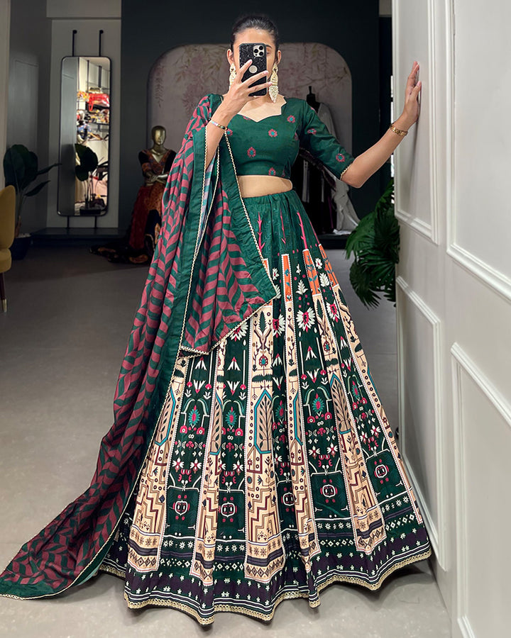 Green Color Vaishali Silk Designer Lehenga Choli