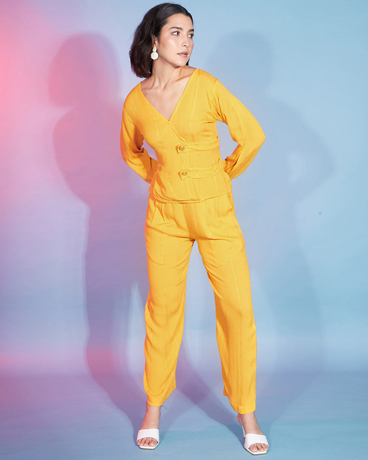 Yellow Color Viscose Rayon Co-Ord Set