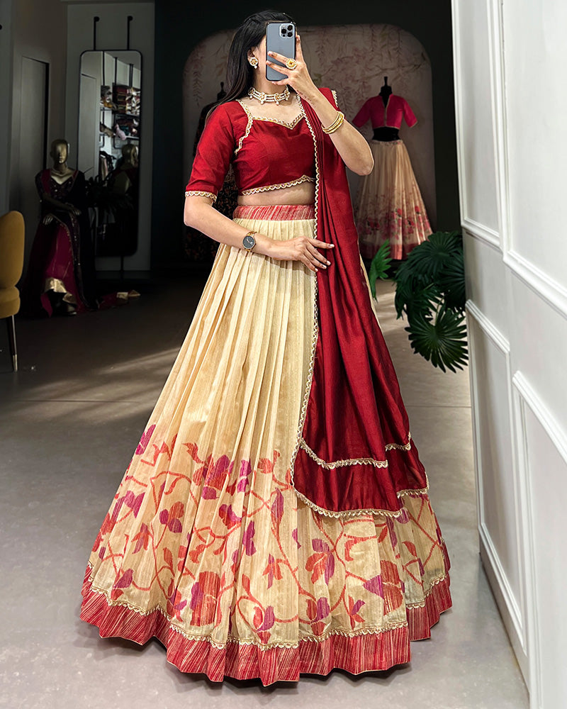 Maroon Color Green Silk lehenga Choli