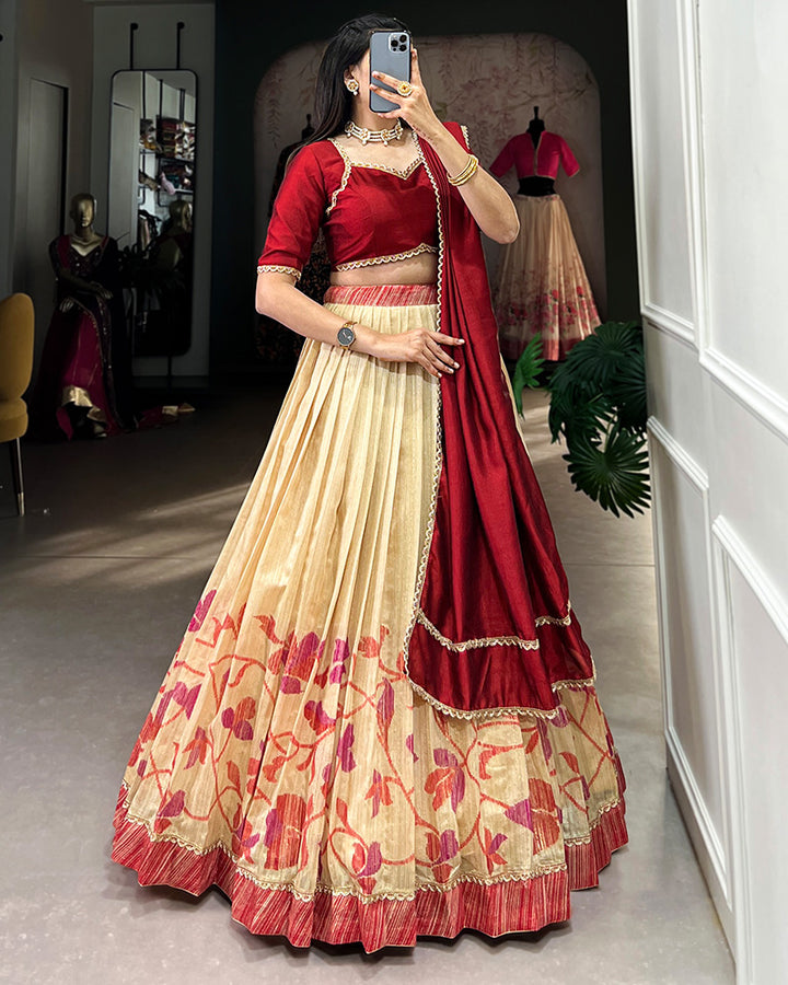 Maroon Color Green Silk lehenga Choli