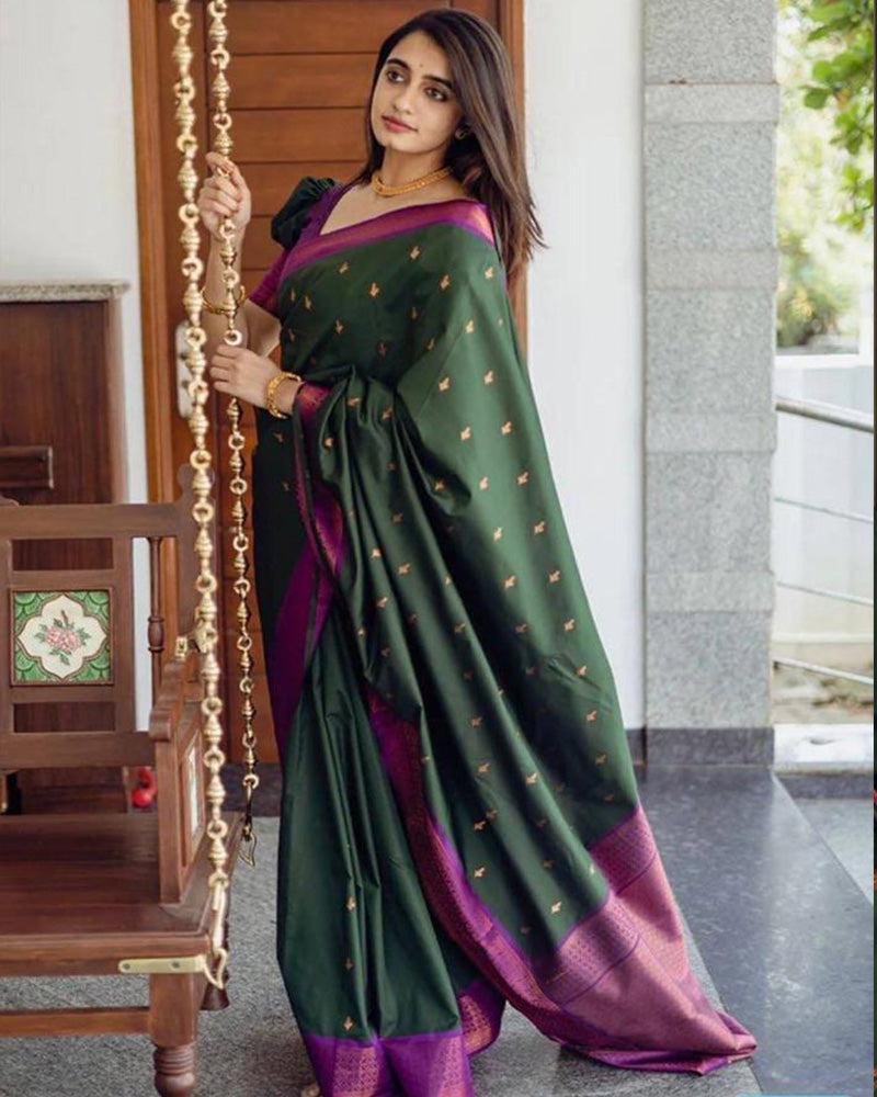 Designer Green Color Soft Silk Saree