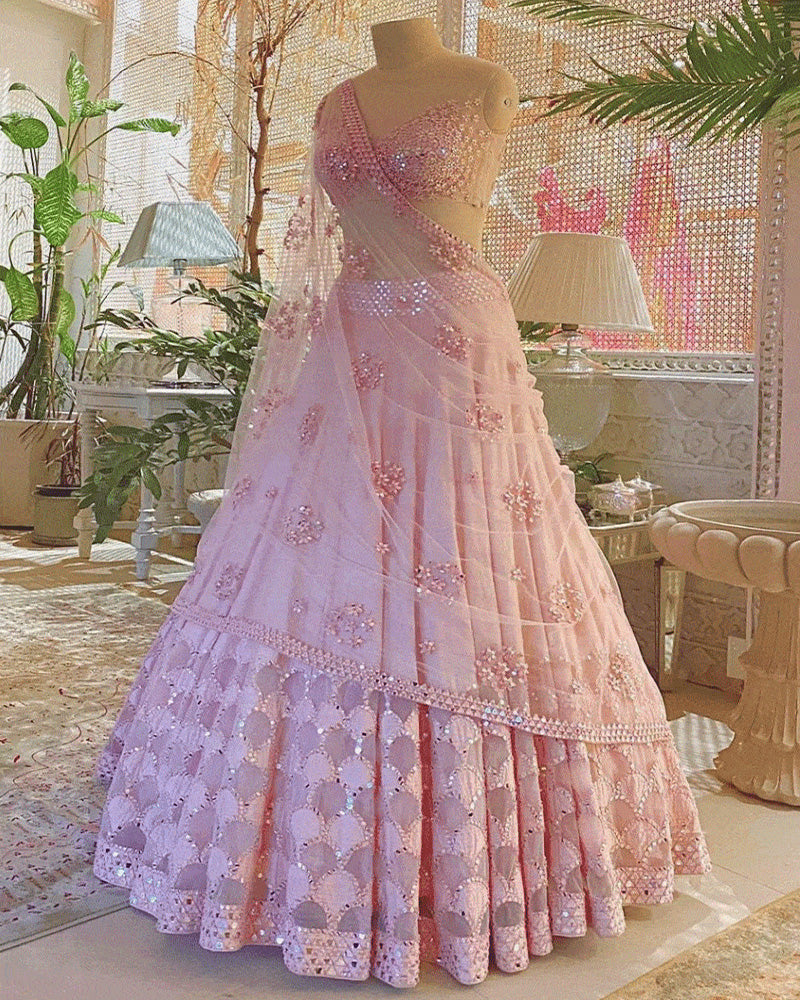 Baby Pink Soft Net Lehenga Choli